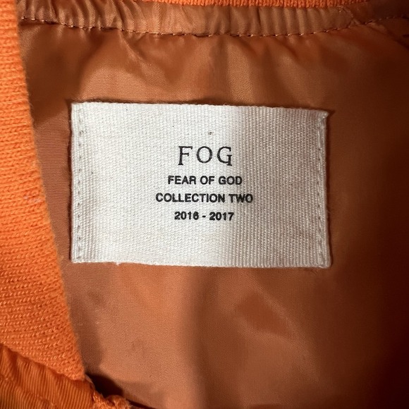 Fear of God FOG Collection Two Men's Orange Bomber Jacket 2016-2017 SZ Small - Picture 4 of 7
